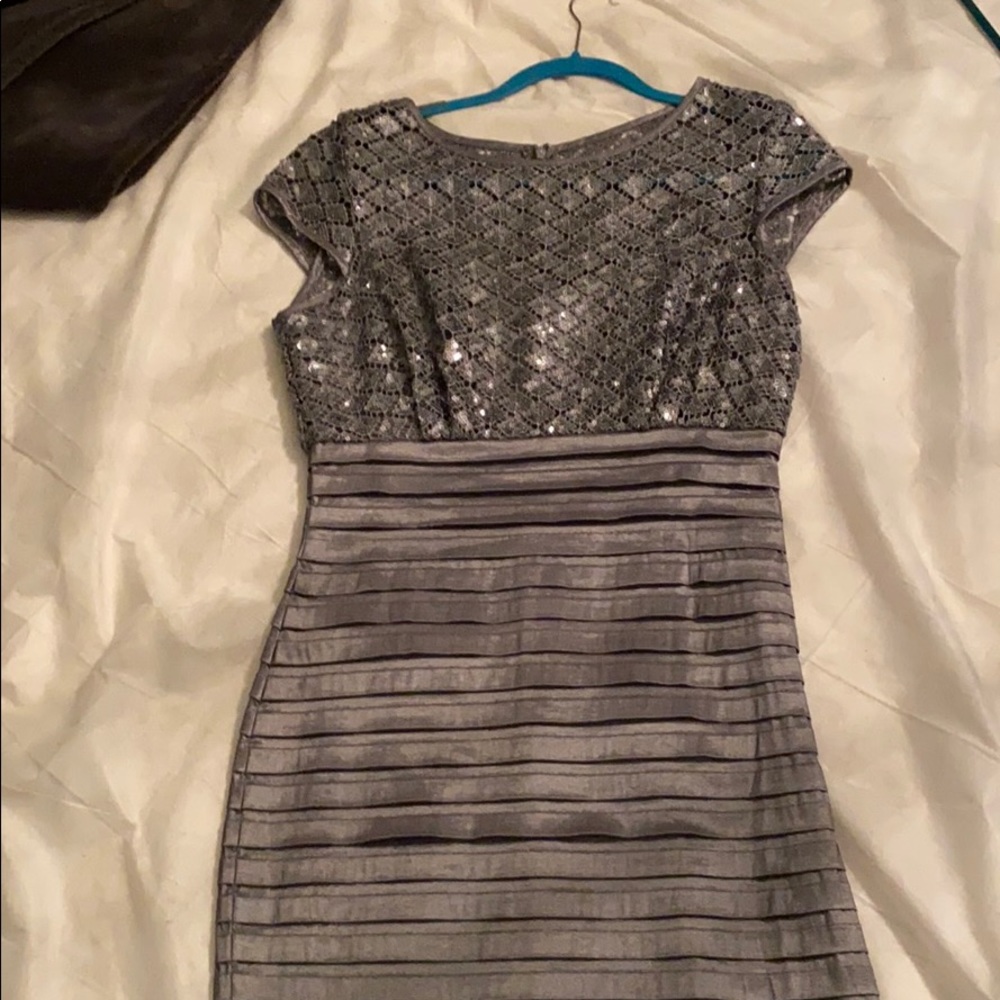 Sparkly silver dress knee length